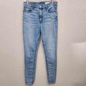 Rag & Bone New York Zara High-Rise Skinny Jeans Light Wash Distressed Hem Womens